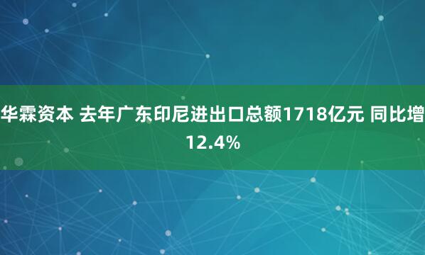 华霖资本 去年广东印尼进出口总额1718亿元 同比增12.4%
