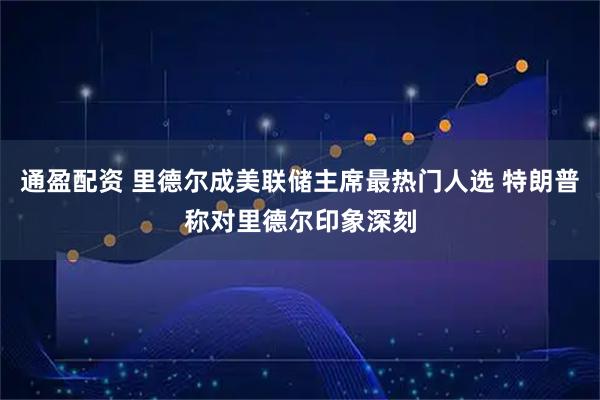 通盈配资 里德尔成美联储主席最热门人选 特朗普称对里德尔印象深刻